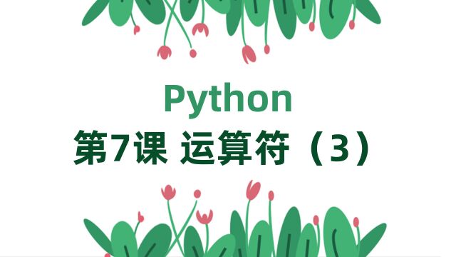 10月13日 零基础学Python 第7课 运算符(3)