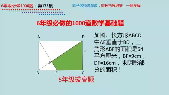 5年级平面几何:蝴蝶定理、底高模型、一半模型!