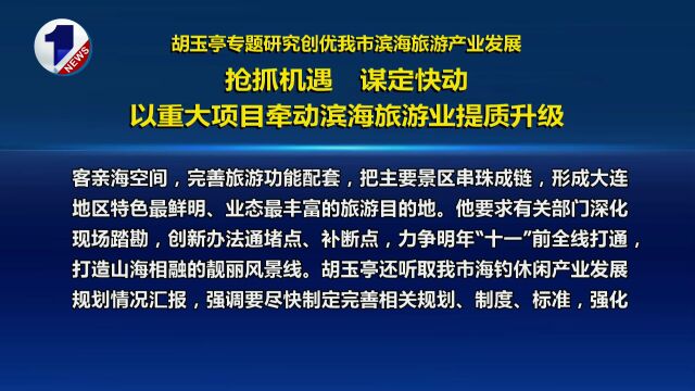 大连召开专题会议,研究部署创优我市南部滨海旅游产业发展