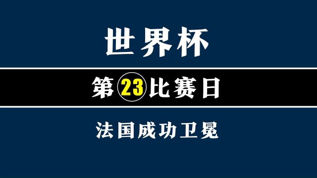 2022卡塔尔世界杯第23个比赛日冠军总决赛:法国成功卫冕