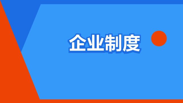 “企业制度”是什么意思?