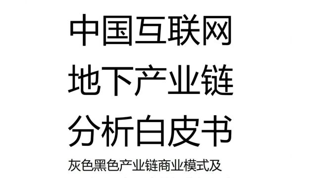 中国互联网地下产业链分析白皮书