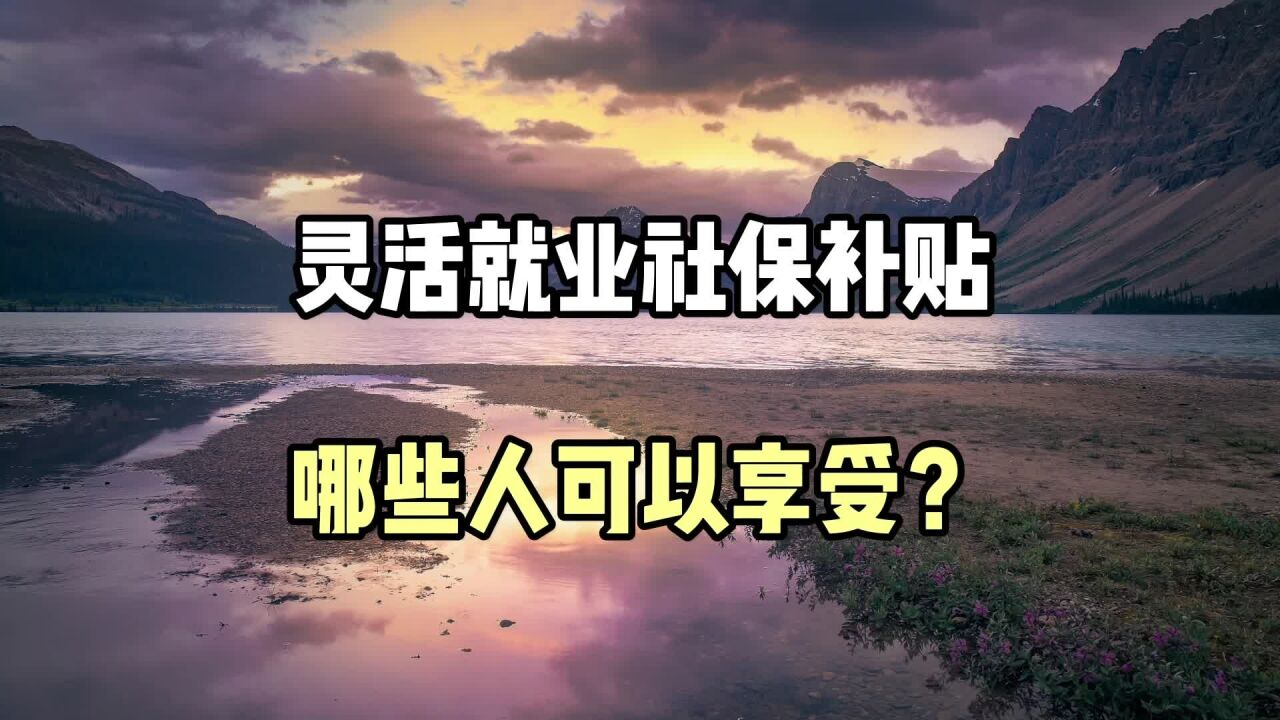 灵活就业社保补贴,哪些人可以享受?