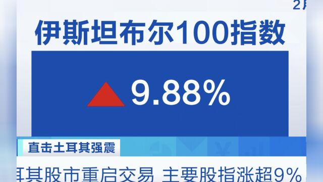 土耳其股市重启交易 主要股指涨超9%