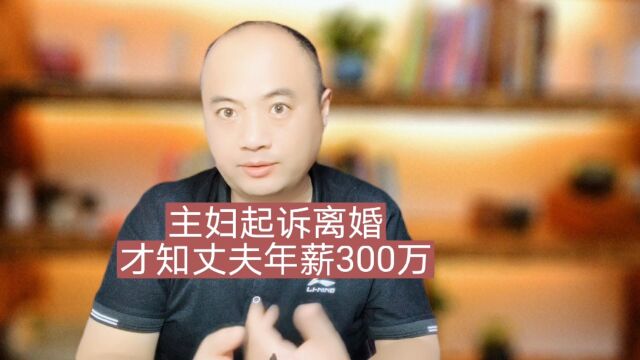 主妇起诉离婚才知丈夫年薪300万