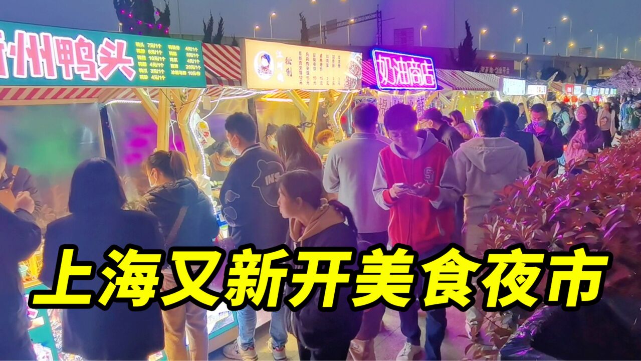 上海新开一个长期夜市,规模大现场人山人海,各式各样美食小吃