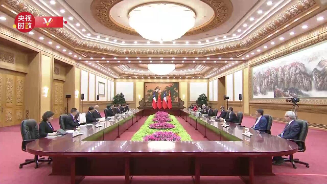 独家视频丨习近平同智利总统博里奇会谈