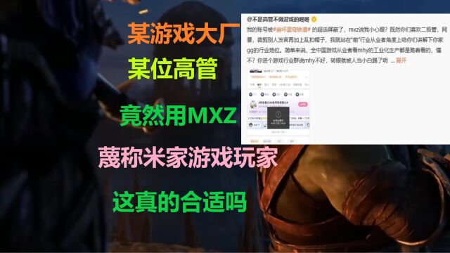 某大厂高管被玩家整破防,公开用MXZ蔑称其他游戏玩家!