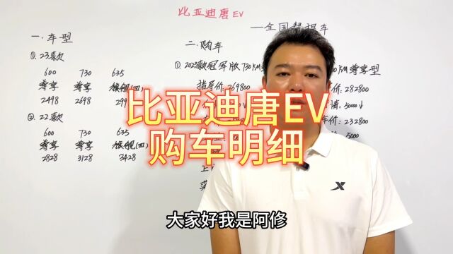 比亚迪唐EV纯电车型购车明细分享,唐EV预算