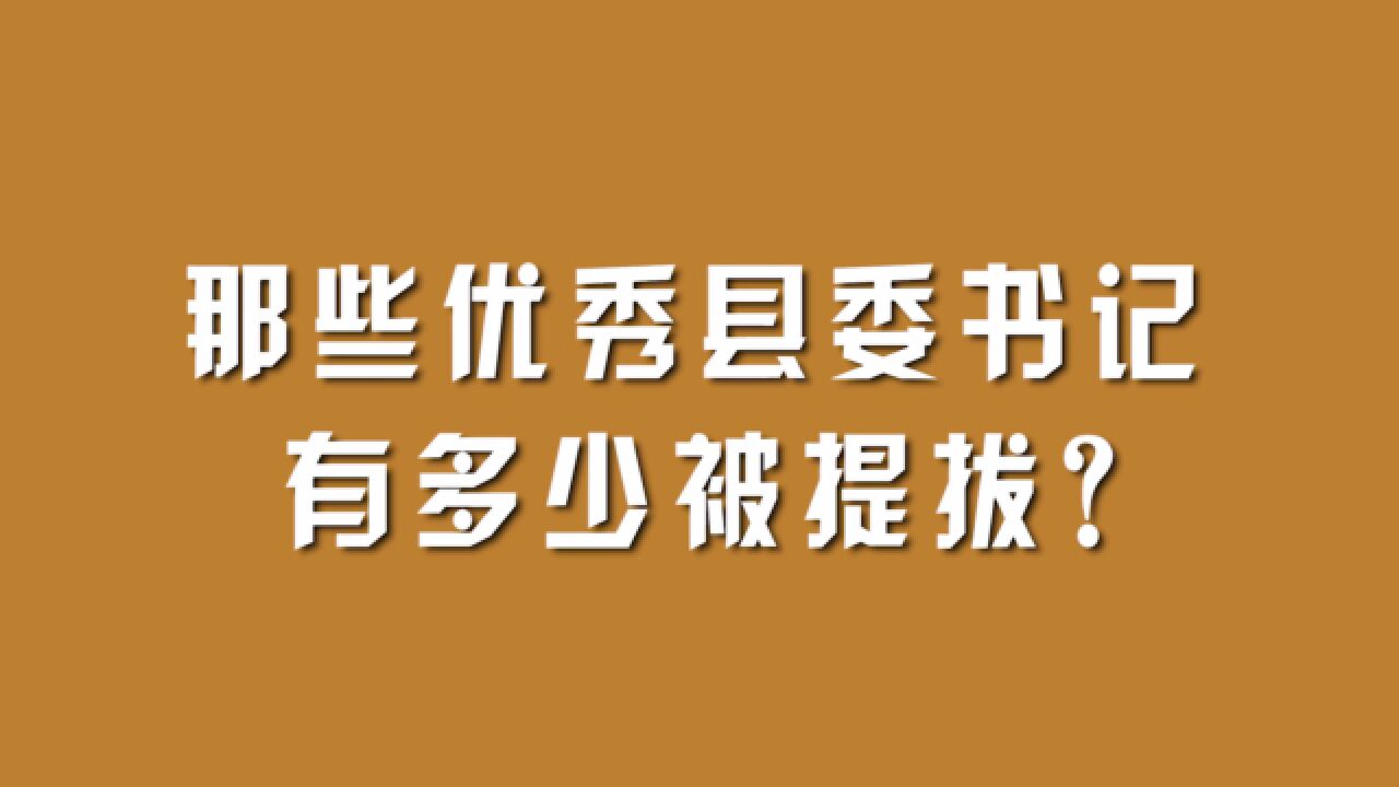 那些优秀县委书记,有多少被提拔?