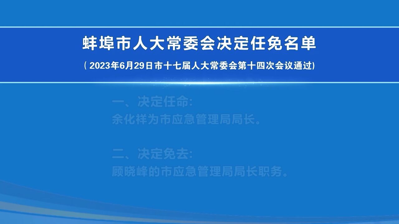 蚌埠市人大常委会决定任免名单