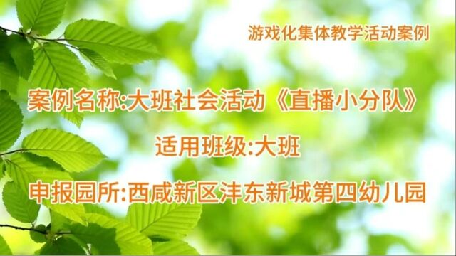 优秀游戏化集体教学活动案例+大班社会活动《直播小分队》+西咸新区沣东新城第四幼儿园