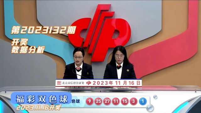 福彩双色球第2023132期开奖数据分析