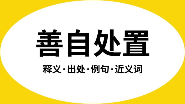 “善自处置”是什么意思?