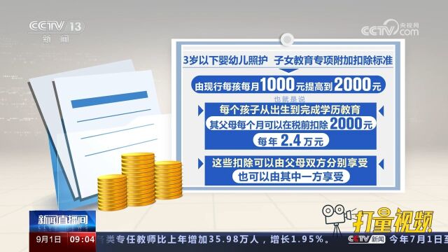 个人所得税有关专项附加扣除提高“一老一小”扣除标准,减轻负担