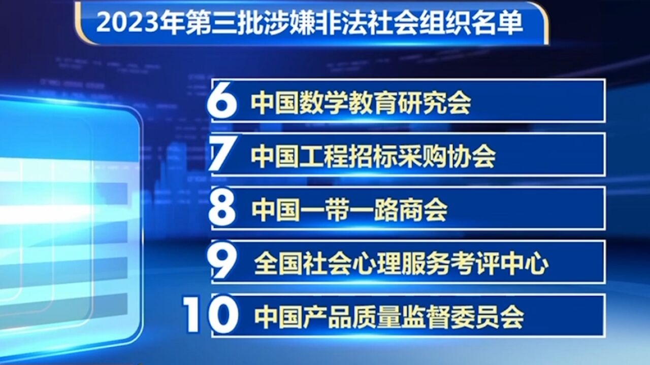 民政部公布2023年第三批涉嫌非法社会组织名单