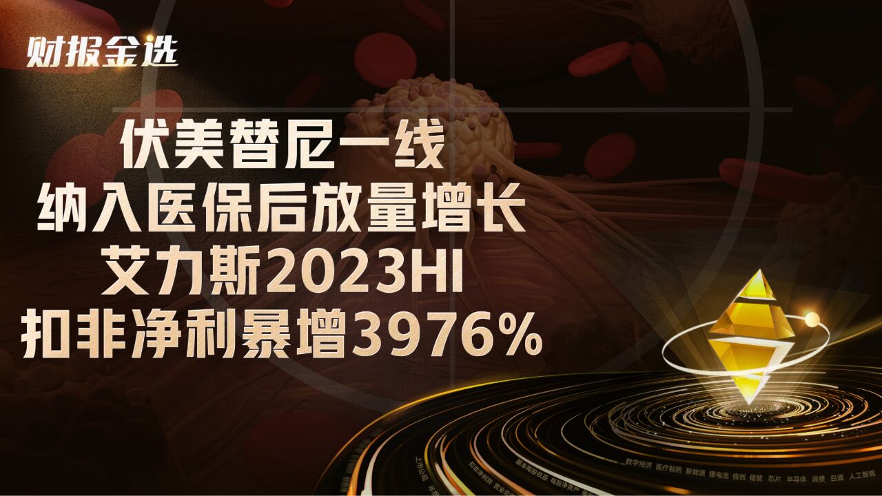 伏美替尼一线纳入医保后放量增长,艾力斯2023HI扣非净利暴增3976%