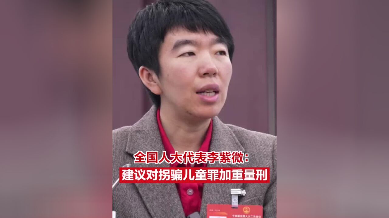 全国人大代表李紫微:建议对拐骗儿童罪加重量刑