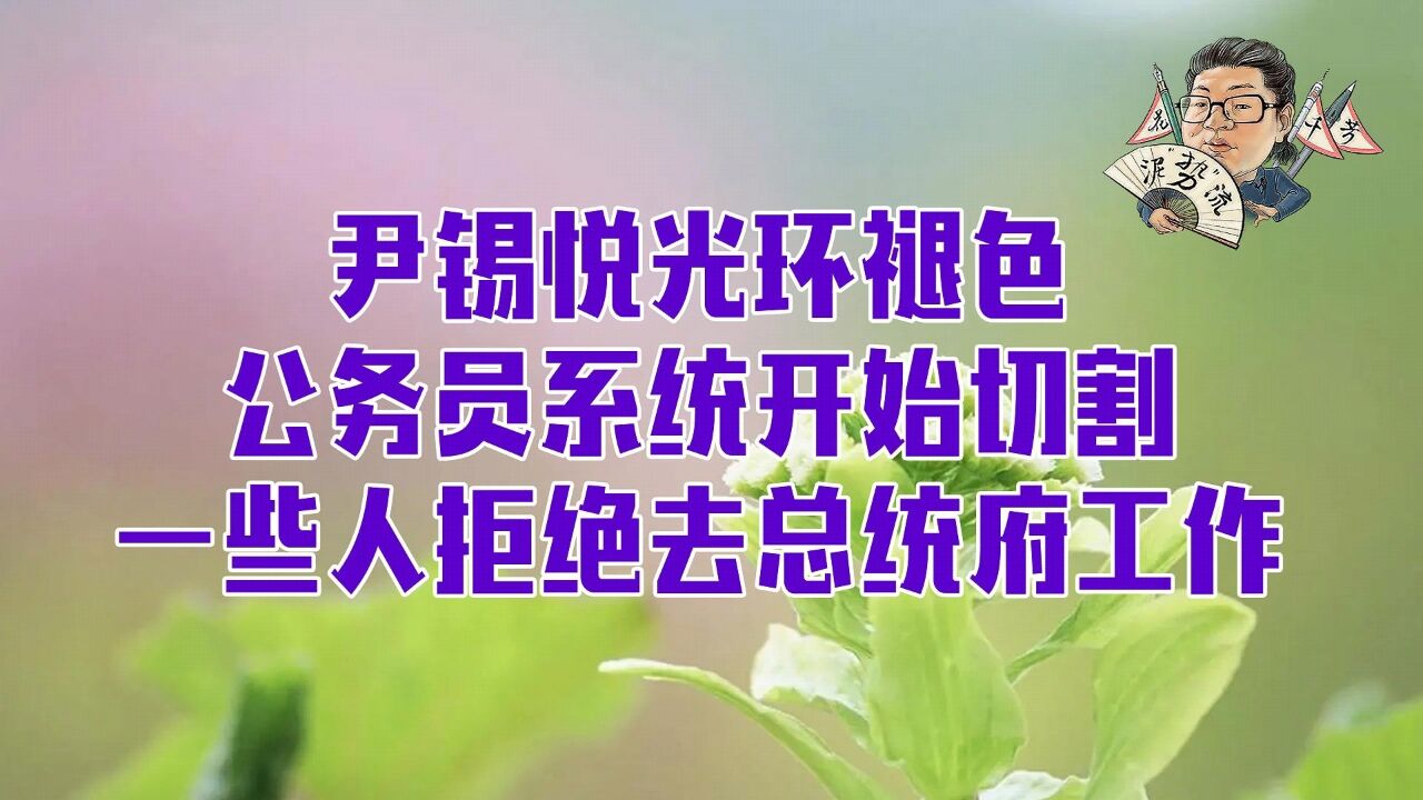 花千芳:尹锡悦光环褪色,公务员系统开始切割,一些人拒绝去总统府工作