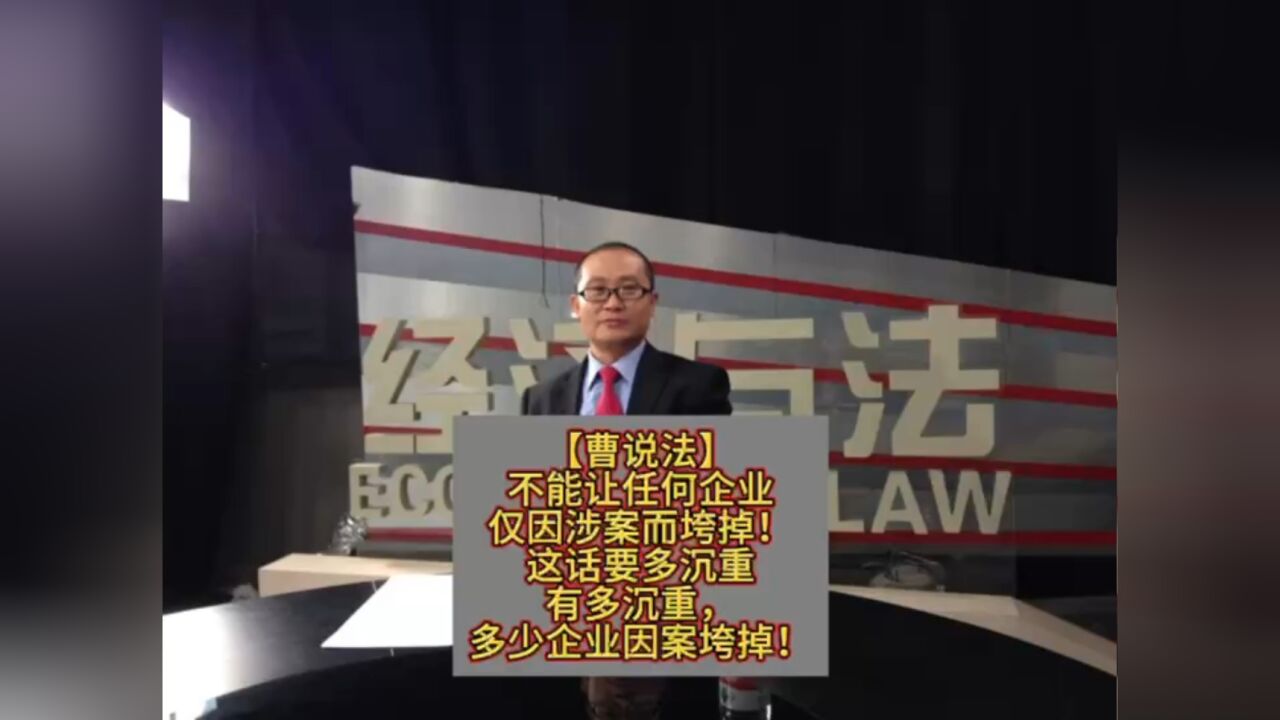 不能让任何企业仅因涉案而垮掉!这话要多沉重有多沉重,多少企业因案垮掉!