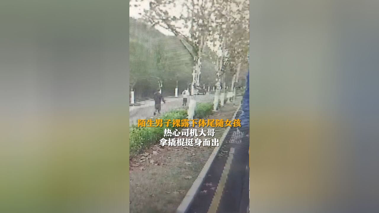 陌生男子裸露下体尾随女孩 热心司机大哥拿撬棍挺身而出