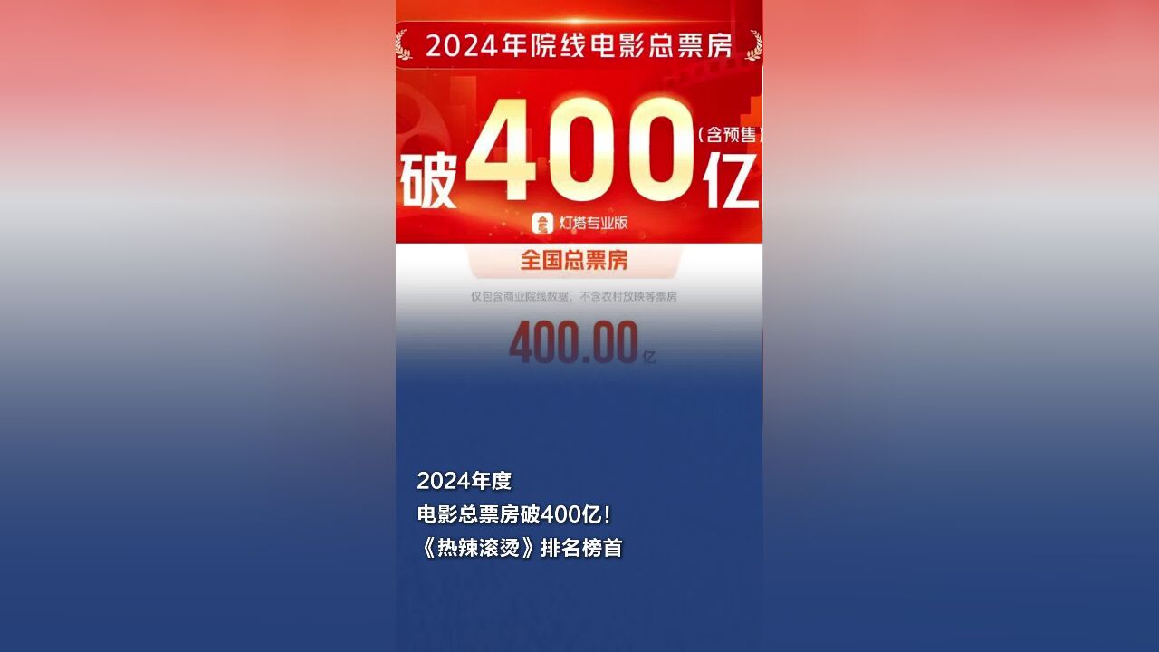 2024年度电影总票房破400亿!《热辣滚烫》排名榜首