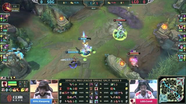 【集锦】SDG vs LGD 第一局 GALA卡莎超高伤害完美数据 SDG先抢一分