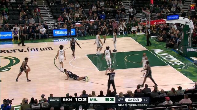 NBA季前赛：篮网vs雄鹿第4节英文原声回放