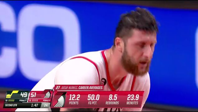 NBA季前赛：爵士vs开拓者第2节中文解说回放