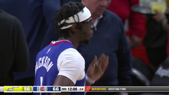 NBA常规赛：爵士vs快船第3节英文原声回放