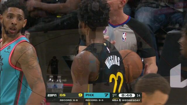 NBA常规赛：勇士vs太阳第1节原声解说回放