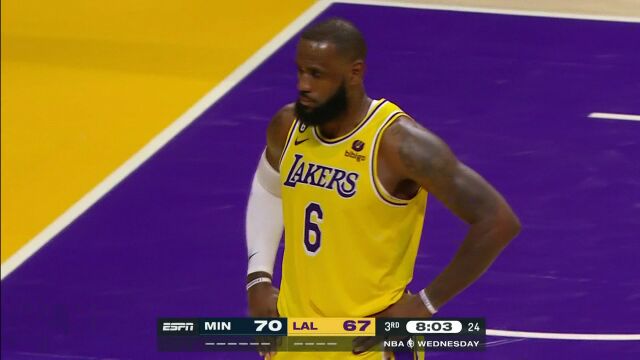 NBA季前赛：森林狼vs湖人第3节英文解说回放