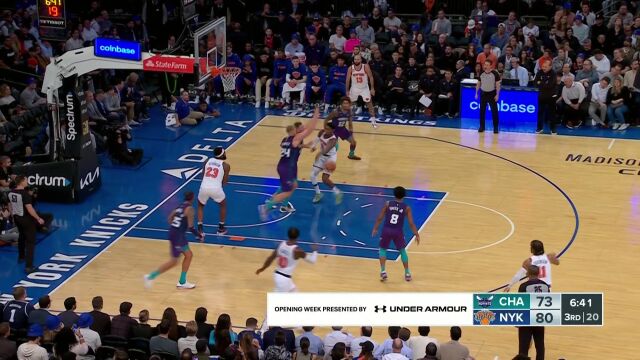 NBA常规赛：黄蜂vs尼克斯第3节中文解说回放