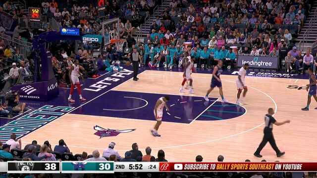 NBA常规赛：篮网vs黄蜂第2节中文解说回放