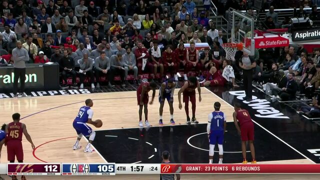 NBA常规赛：骑士vs快船第4节 中文解说回放