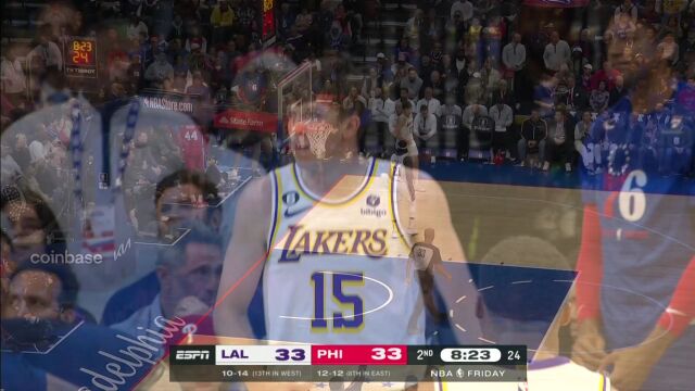 贝弗利眼疾手快抢断哈登 里夫斯电光火石快攻挑篮得手