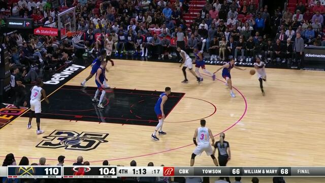 阿德巴约人缝漂移上篮命中 随后捍卫禁区送出追帽