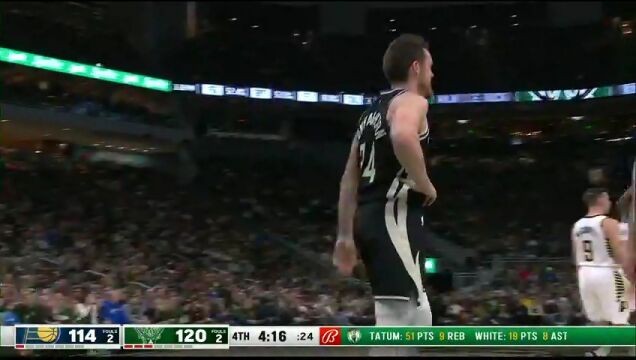NBA常规赛：步行者vs雄鹿英文原声全场回放