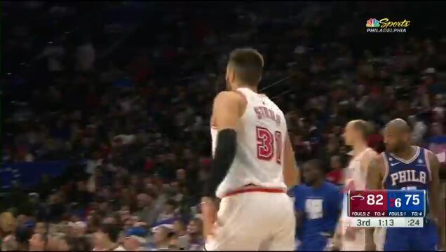 NBA常规赛：热火vs76人第3节英文原声回放