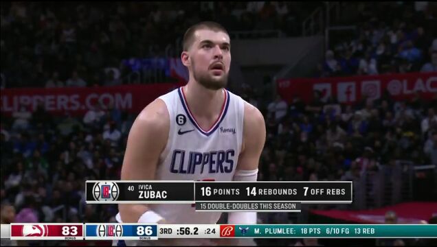 NBA常规赛：老鹰vs快船第3节中文解说回放