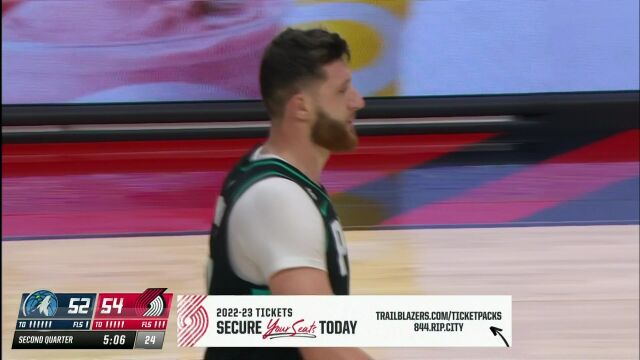 NBA常规赛：森林狼vs开拓者第2节英文原声回放
