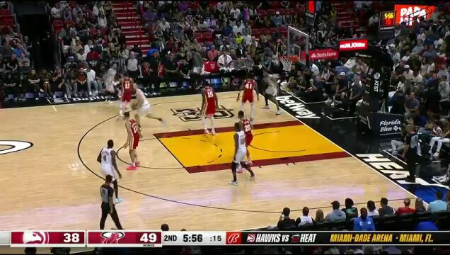 NBA常规赛：老鹰vs热火第2节英文原声回放