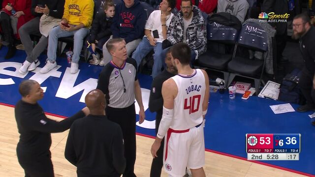 NBA常规赛：快船vs费城第2节 英文解说回放