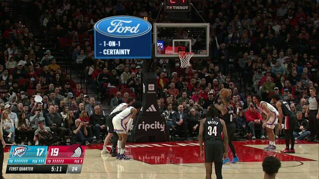 NBA常规赛：雷霆vs开拓者第1节英文原声回放