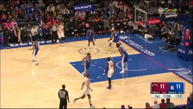 NBA常规赛：热火vs76人第1节中文解说回放
