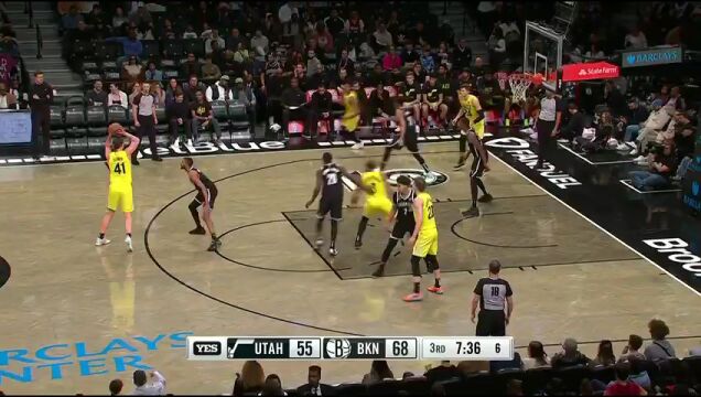 NBA常规赛：爵士vs篮网第3节中文解说回放