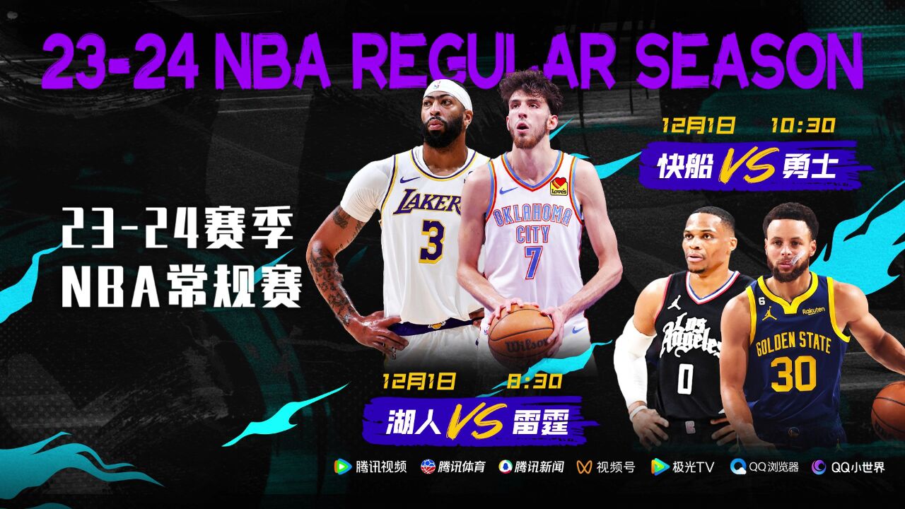 12月1日视频直播NBA常规赛 快船vs勇士 湖人vs雷霆