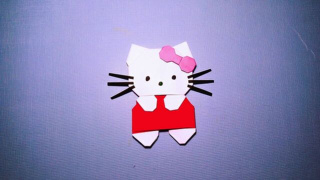 漂亮hello kitty猫怎么折,折纸可爱hello kitty折法教程,DIY手工