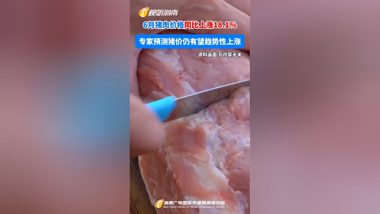 6月猪肉价格同比上涨18.1% 专家预测猪价仍有望趋势性上涨