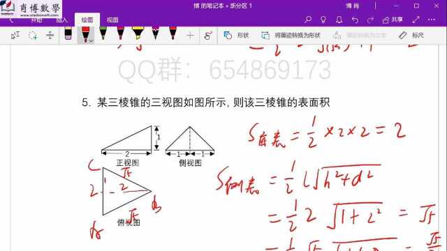 高考数学三视图之秒读锥体表面积终极结论(二)